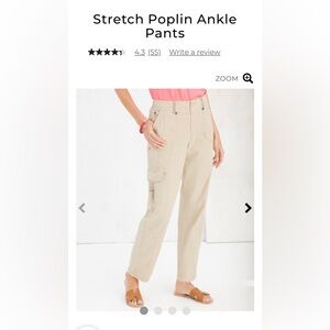 Chico’s Stretch Poplin Ankle
Pants
Size 2.5
In tan from smoke free home.